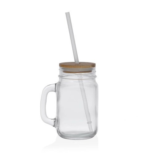 Krus med Skruvlock och Sugrr Versa vide Glas Bambu polypropen