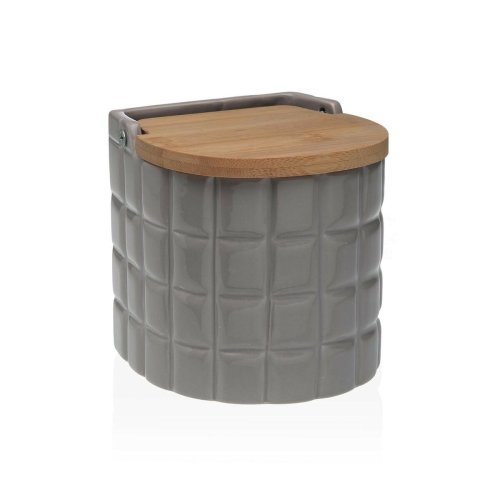 Saltkar med lock Versa Ramar Gr Keramik Bambu Dolomite 11 x 11