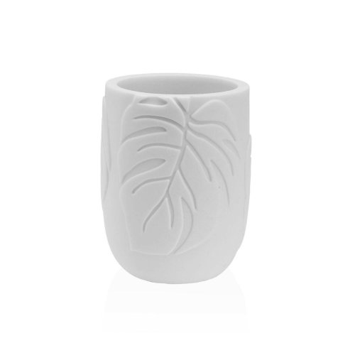 Tandborsthllare Versa Palm Vit Harts 7 x 9 x 7 cm
