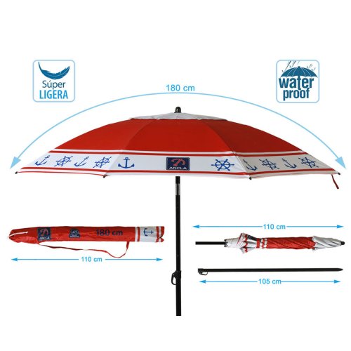 Parasoll Rd  180 cm SPF50+ Ankare