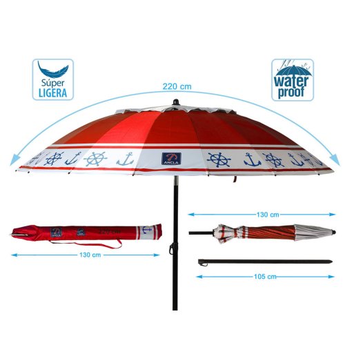 Parasoll Rd  220 cm SPF50+ Ankare