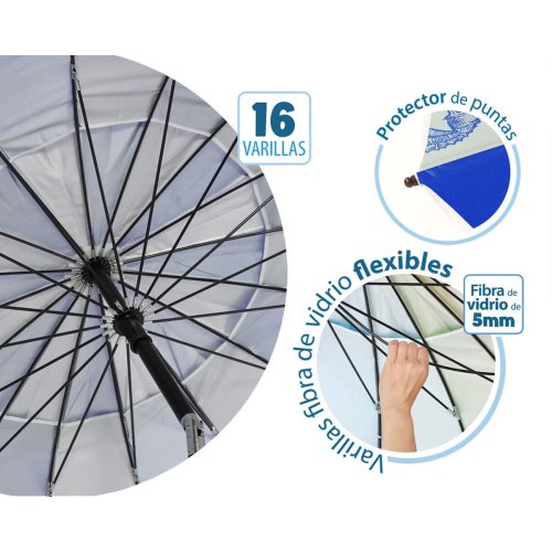 Parasoll Bl  220 cm SPF50+ Havsbl