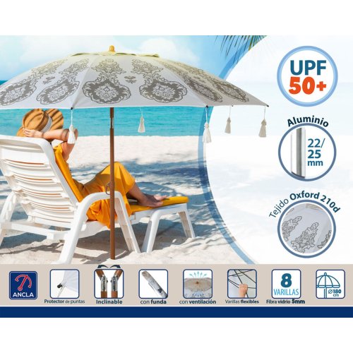 Parasoll Vit  180 cm SPF50+ Boho