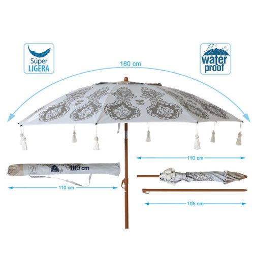 Parasoll Vit  180 cm SPF50+ Boho