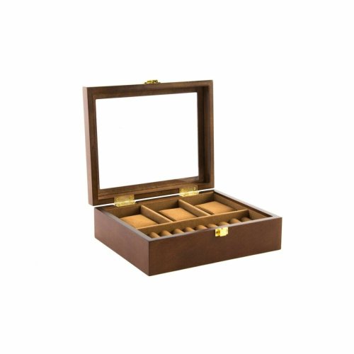 Smyckeskrin DKD Home Decor Brun Tr Glas Tr MDF 21 x 18 x 8 cm