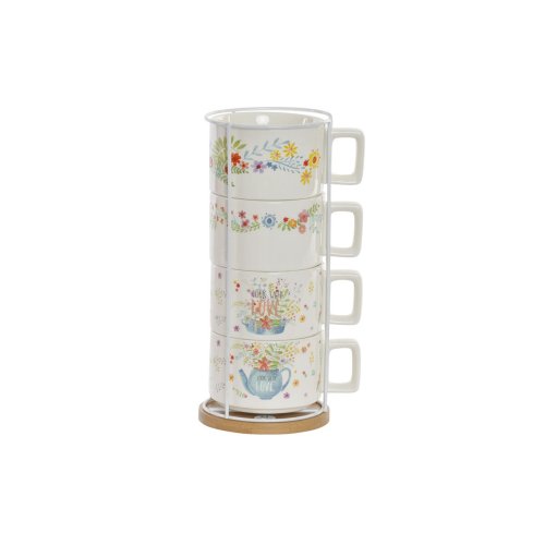 Set med kaffekoppar DKD Home Decor Multicolour Metall Bambu Dolo