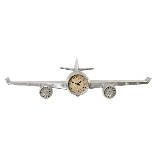 Vggklocka DKD Home Decor Flygplan Metall Tr MDF (101 x 22 x 26