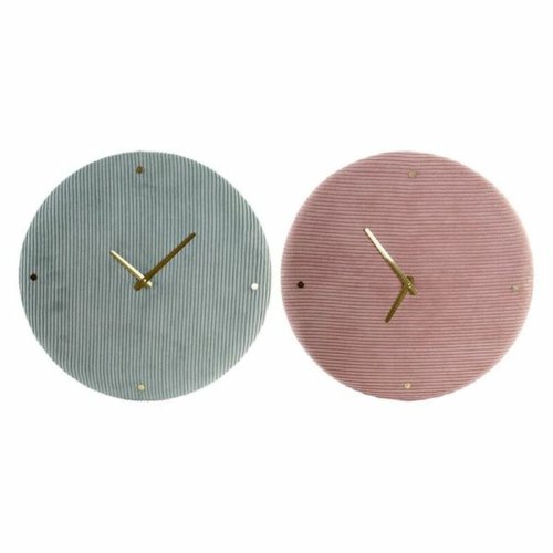 Vggklocka DKD Home Decor Grn Rosa 40,5 x 5,5 x 40,5 cm (2 anta