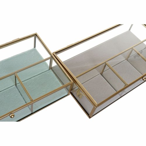 Smyckeskrin DKD Home Decor Glas Metall Grn Ljusgr (27 x 15 x 5