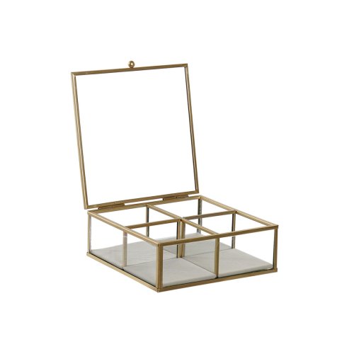 Smyckeskrin DKD Home Decor Grn Ljusgr Metall Glas 15 x 15 x 5,