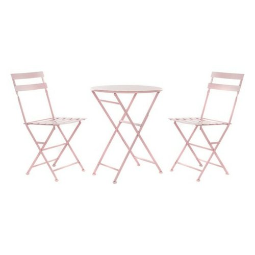 Bordsgrupp med 2 stolar DKD Home Decor MB-177410 Rosa 60 x 60 x