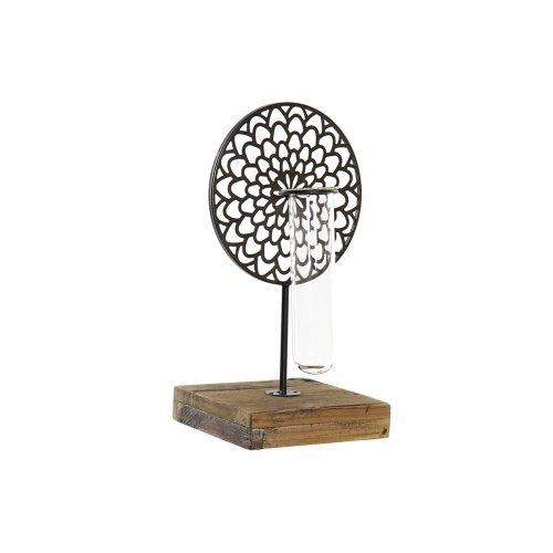 Ljusstakar DKD Home Decor Glas Svart Metall Tr Brun 20 x 20 x 3