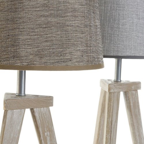 Bordslampa DKD Home Decor Blad Gr Brun linne 250 V 60 W Furu (3