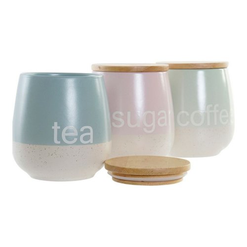 Burk DKD Home Decor Bl Grn Rosa 10 x 10 x 16 cm (3 antal)