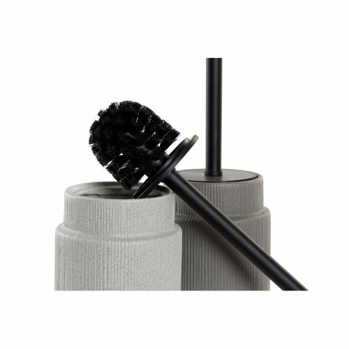 Toalettborste DKD Home Decor Ljusgr Mrkgr Stl Stengods Scand