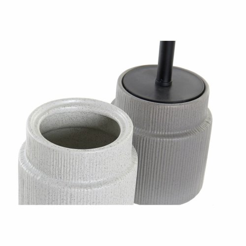 Toalettborste DKD Home Decor Ljusgr Mrkgr Stl Stengods Scand