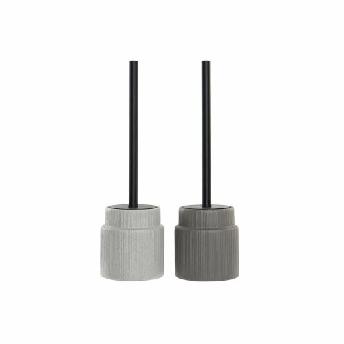 Toalettborste DKD Home Decor Ljusgr Mrkgr Stl Stengods Scand