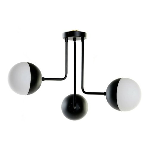 Taklampa DKD Home Decor Vit Svart Metall Glas 220 V 50 W (61 x 5