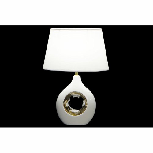 Bordslampa DKD Home Decor Vit Silver Polyester Porslin 220 V Gyl