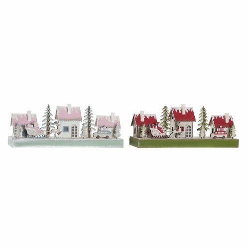 Julgranskula DKD Home Decor Tr Hus (2 pcs) (30 x 6 x 12 cm)