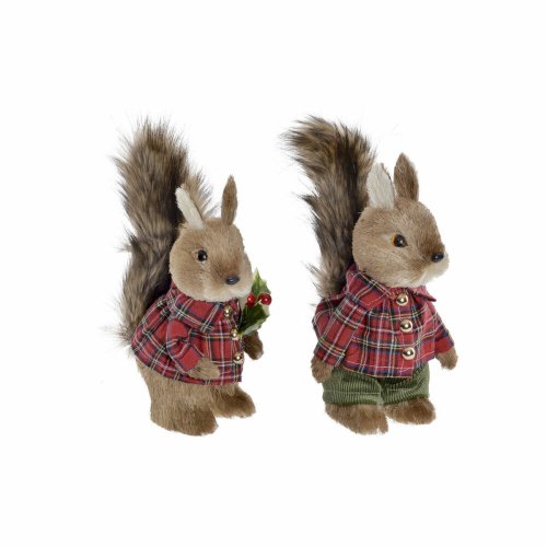 Julgranskula DKD Home Decor Polyester Ekorre (2 pcs) (12 x 15 x