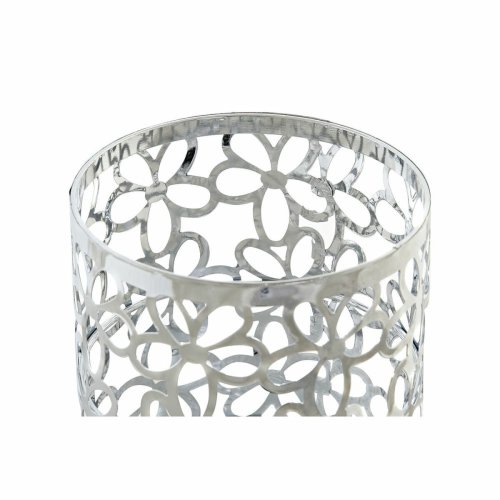 Bestickkorg DKD Home Decor Silvrig Metall Marguerite 12 x 12 x 1