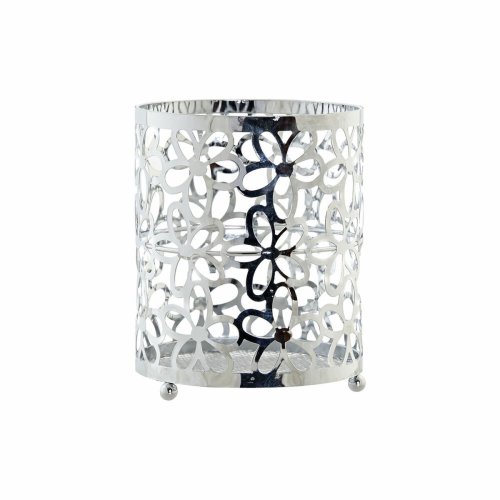 Bestickkorg DKD Home Decor Silvrig Metall Marguerite 12 x 12 x 1