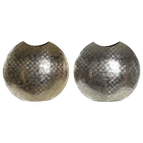 Vas DKD Home Decor 37 x 14 x 33 cm Silvrig Gyllene Aluminium Mod