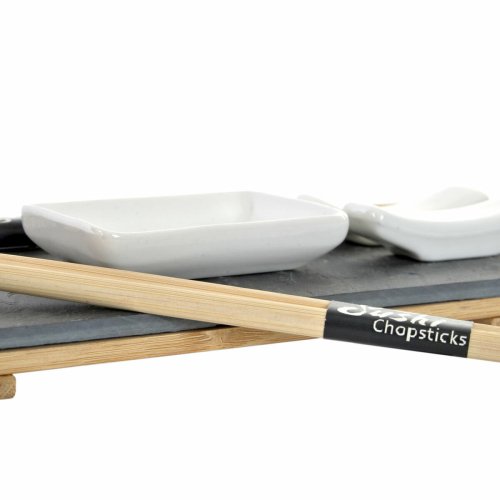 Sushiset DKD Home Decor Brun Svart Naturell Bambu Skiffer 30 x 1