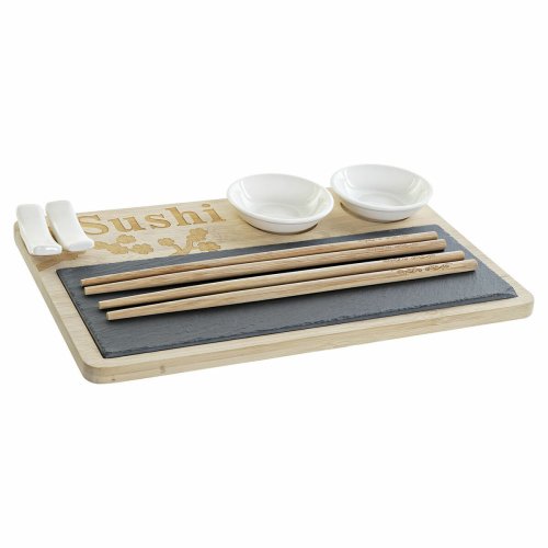 Sushiset DKD Home Decor PC-186227 Vit Svart Naturell Bambu Skiff