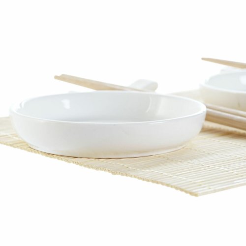 Sushiset DKD Home Decor Bambu Plast Stengods Vit Naturell Orient