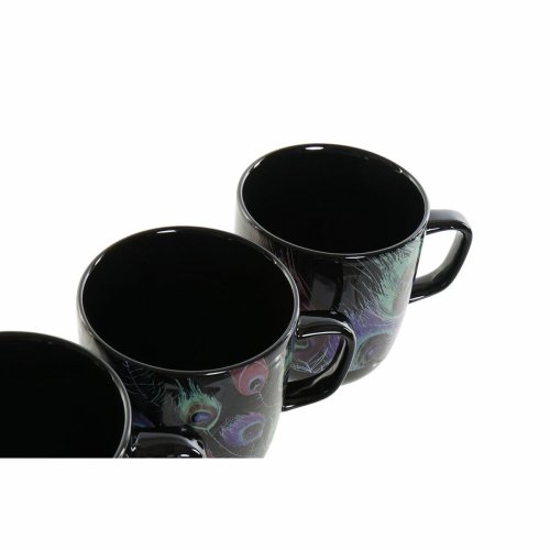 Mugg DKD Home Decor Porslin Svart Rosa (11.5 x 8.5 x 10 cm) (3 p