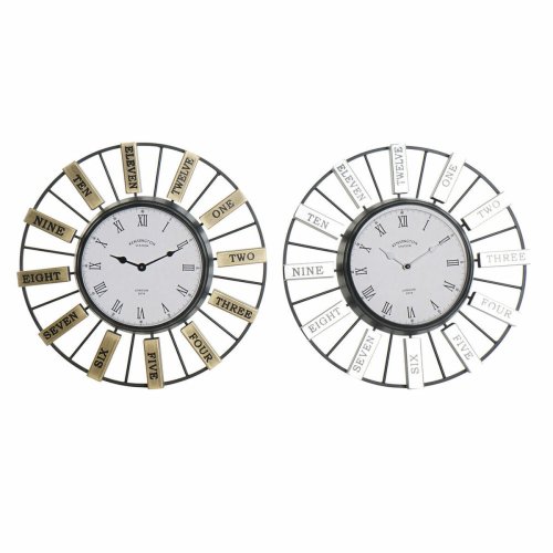 Vggklocka DKD Home Decor 40 x 6,4 x 40 cm Glas Silvrig Gyllene