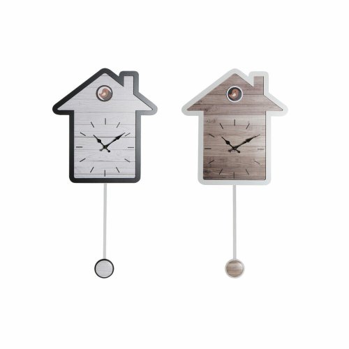 Vggklocka DKD Home Decor 32 x 5 x 56 cm Naturell Vit Plast Hus