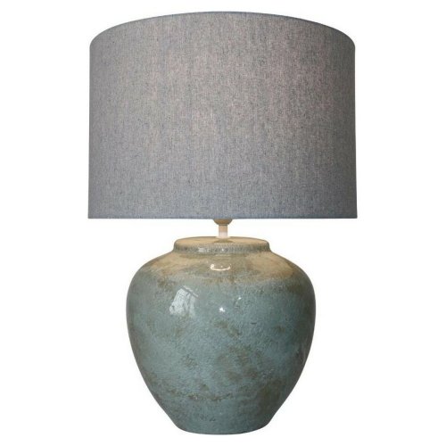 Bordslampa DKD Home Decor Kanvas Keramik Gr (42 x 42 x 60 cm)