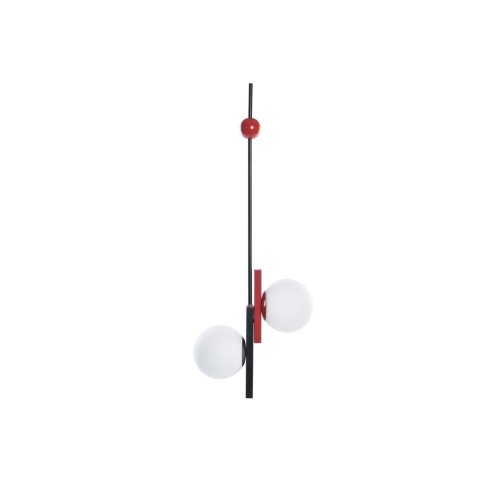 Taklampa DKD Home Decor Vit Svart Rd Metall Glas 40 W 44 x 44 x