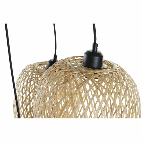 Taklampa DKD Home Decor Svart Ljusbrun Metall Bambu 50 W Tropisk