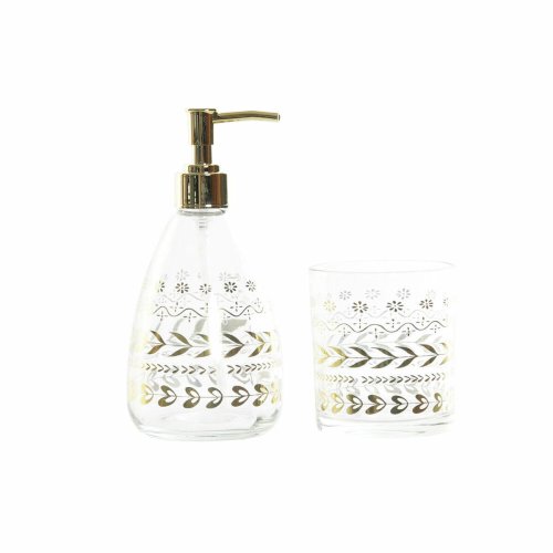 Badkit DKD Home Decor Gyllene Glas ABS Plast Lv av en vxt 9 x