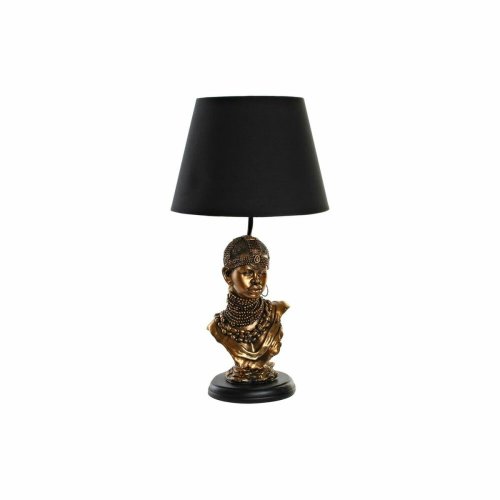 Bordslampa DKD Home Decor Svart Gyllene Polyester Harts Afrikans