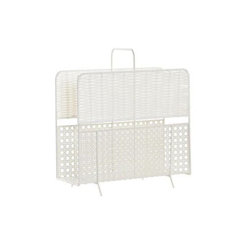 Tidningsstll DKD Home Decor Vit Naturell Metall vide Boho 36,5