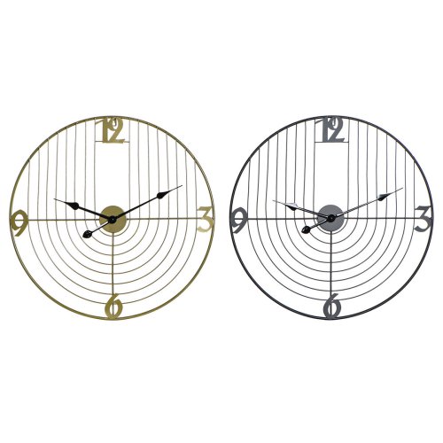 Vggklocka DKD Home Decor Svart Gyllene Metall 60 x 3 x 60 cm Mo