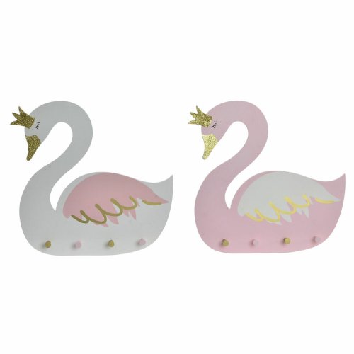 Vggmonterad rockhngare DKD Home Decor Tr Barn Svan 40 x 4 x 3