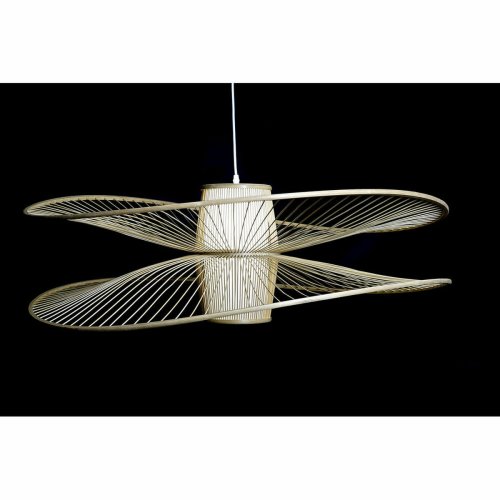 Taklampa DKD Home Decor Vit Naturell Bambu 50 W 100 x 100 x 32 c