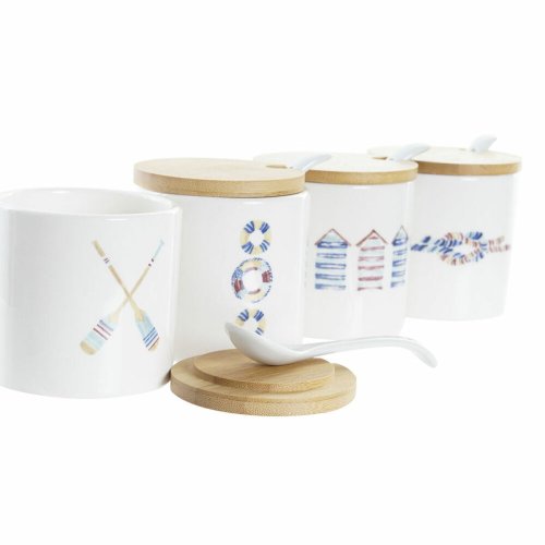 Sockerstrare DKD Home Decor Sjman Vit Multicolour Bambu Dolomi
