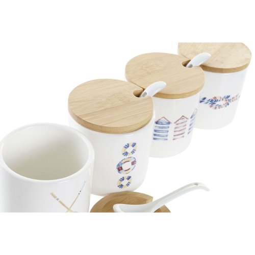 Sockerstrare DKD Home Decor Sjman Vit Multicolour Bambu Dolomi