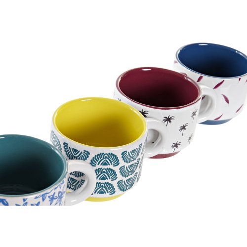 Set med kaffekoppar DKD Home Decor Gul Bl Multicolour Turkos R