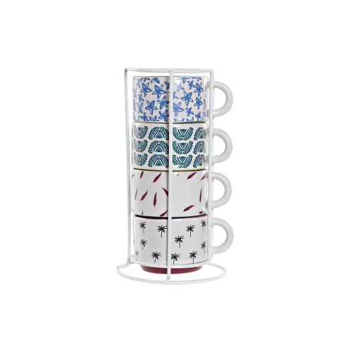 Set med kaffekoppar DKD Home Decor Gul Bl Multicolour Turkos R
