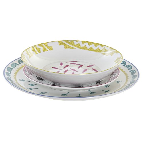 Servissats DKD Home Decor Bl Multicolour Turkos Porslin Kolonia