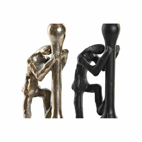 Kandelaber DKD Home Decor 12 x 10 x 27 cm Champagne Svart Alumin