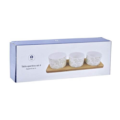 Tilltuggsset DKD Home Decor Bambu Stengods Blad 3 Delar 4 Delar